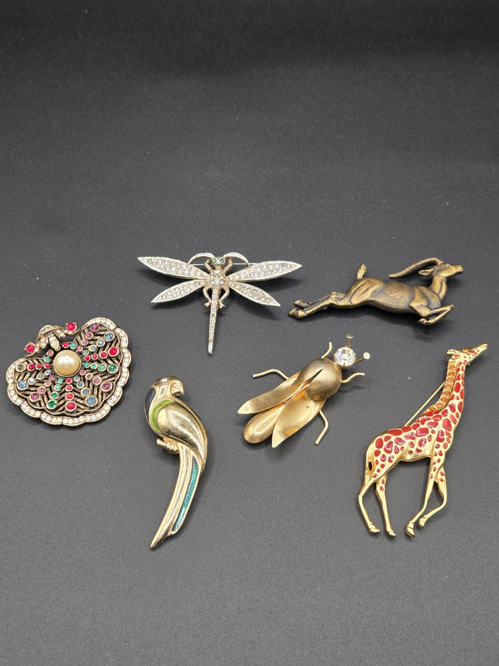 Liz Claiborne & Others Multicolor and Gold Animal & Insect Brooch Set